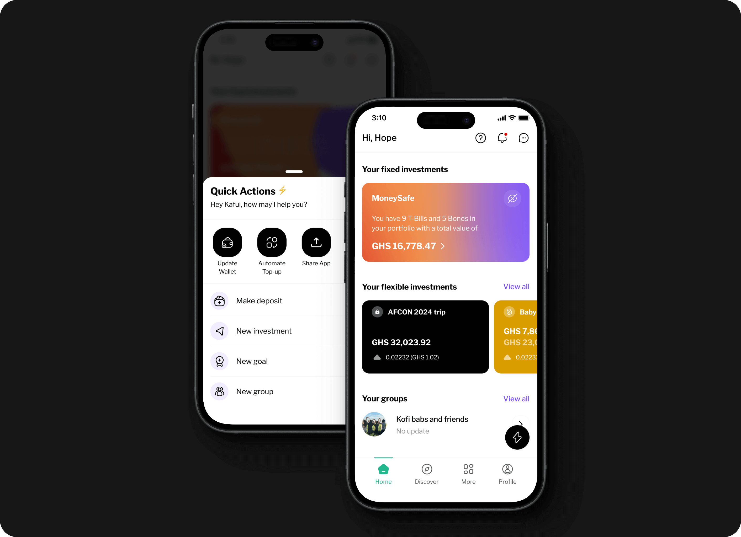 Achieve app mock-up
