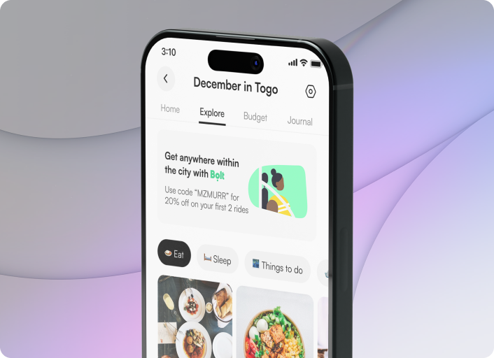 Mizormor Traveler's app mock-up
